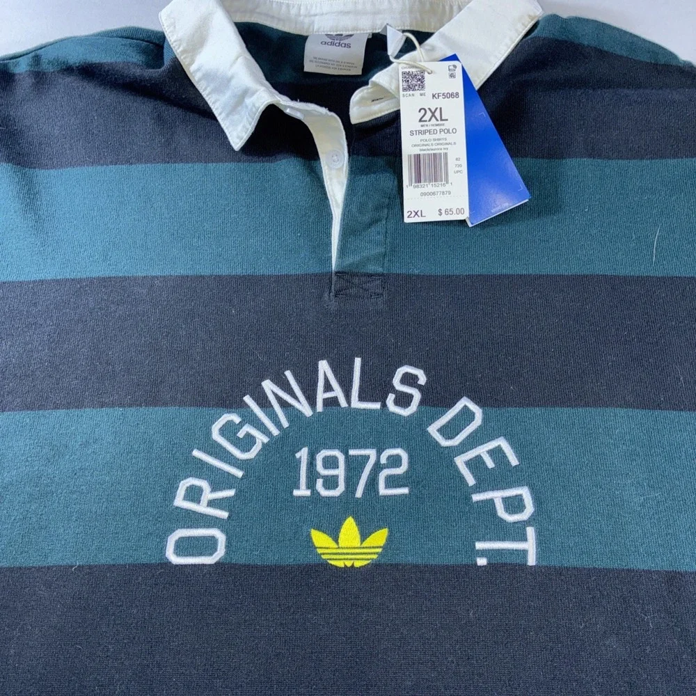 Adidas‎ Originals Striped Rugby Polo Athletic Dept Men's XXL New